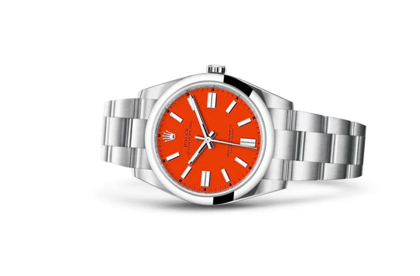 Coral Red Dial Watch-Silver-41MM