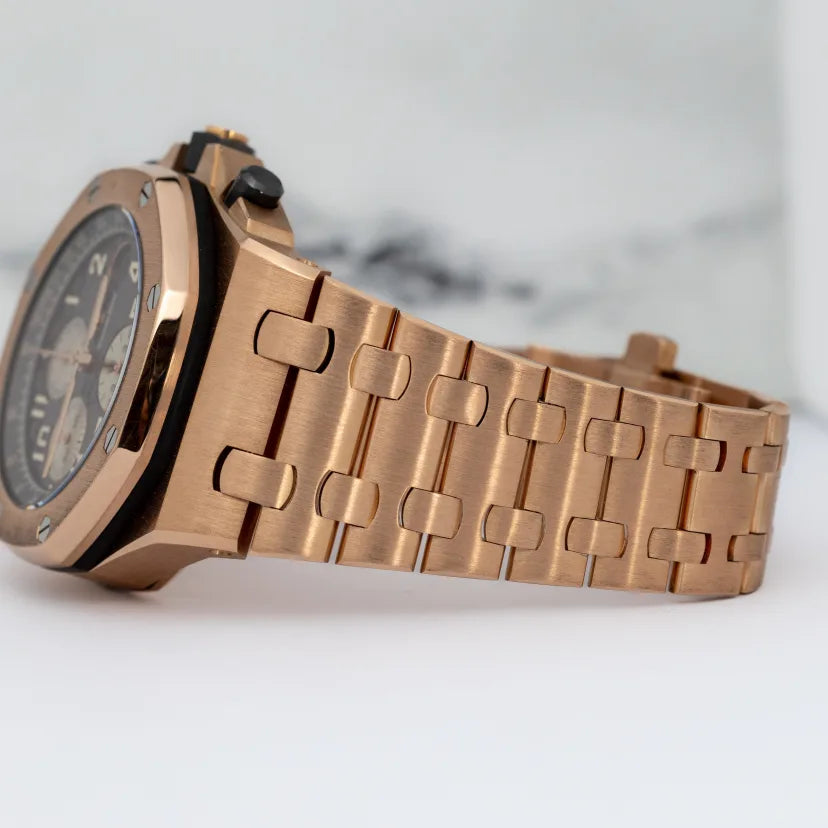 Rose gold strap - Titanium grey dial - Watch - 42 mm
