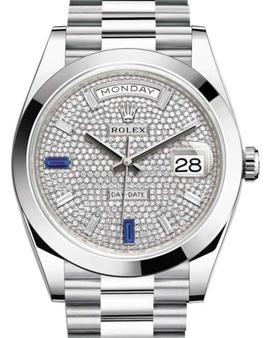 Diamond-paved dial - Silver strap - 40 mm