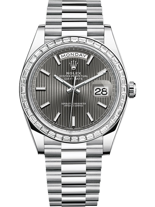 Dark Rhodium White Dial - Silver Strap - 40mm