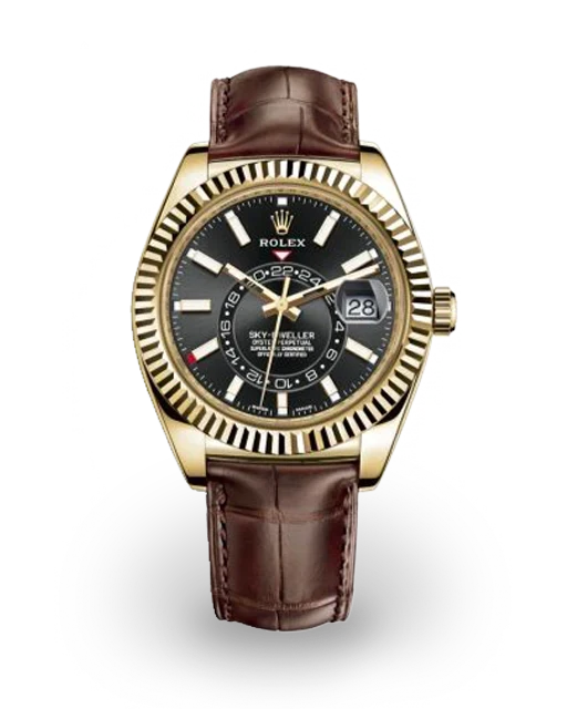 Black Dial Watch - Dark Brown - 42MM