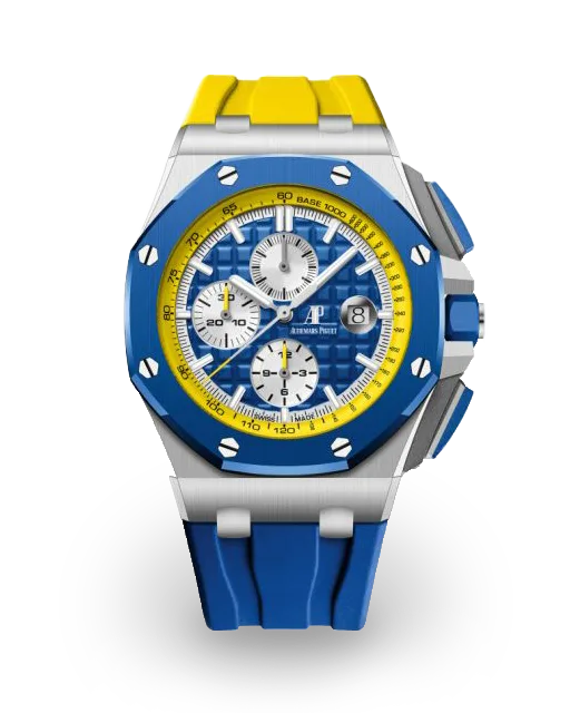 Blue and yellow strap - Titanium blue dial - Watch - 44mm