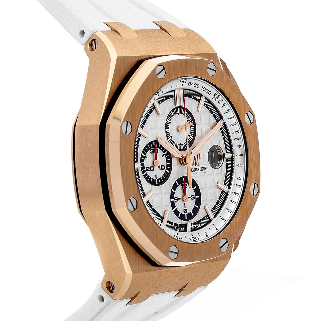 White strap - Titanium white dial - Watch - 44mm