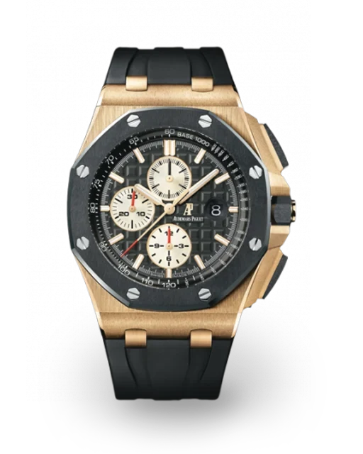 Black strap - Titanium black and white dial - Watch - 44mm