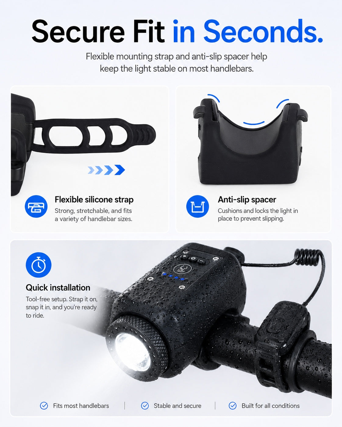 AureliaLiving 2-in-1 Rechargeable Bike Light & Horn