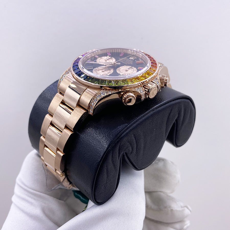 Black dial - Gold strap - Rainbow Di - 40MM