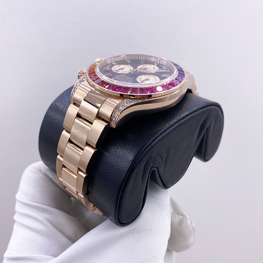 Black dial - Gold strap - Rainbow Di - 40MM