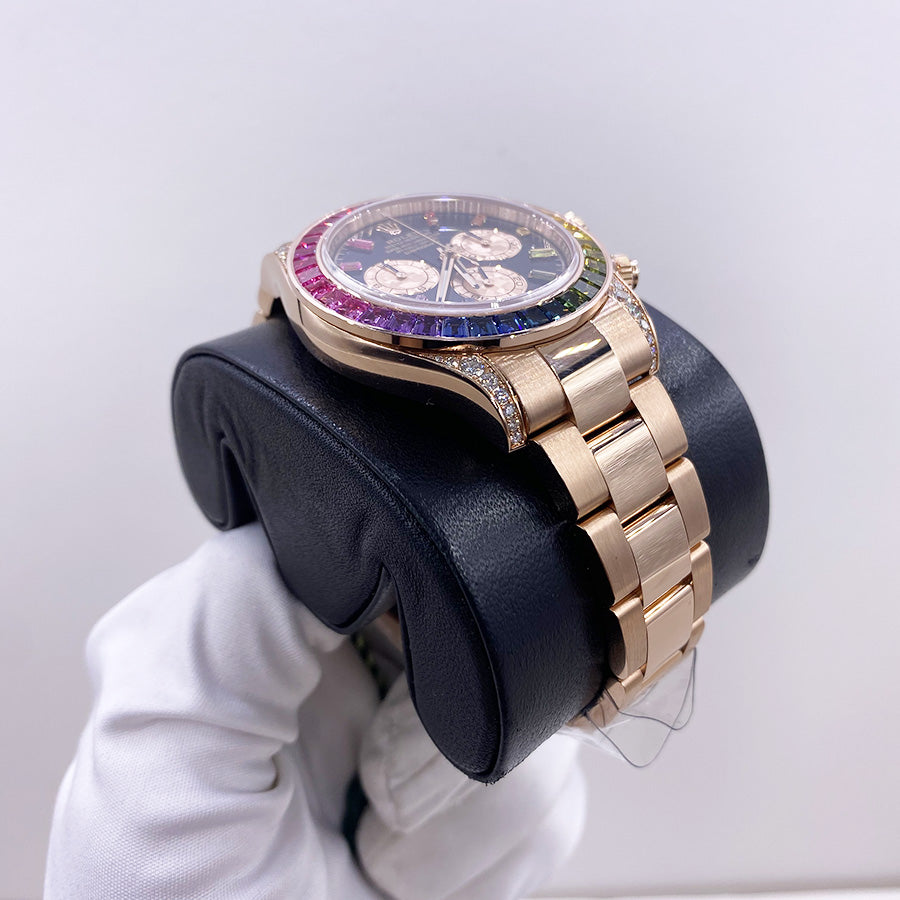 Black dial - Gold strap - Rainbow Di - 40MM