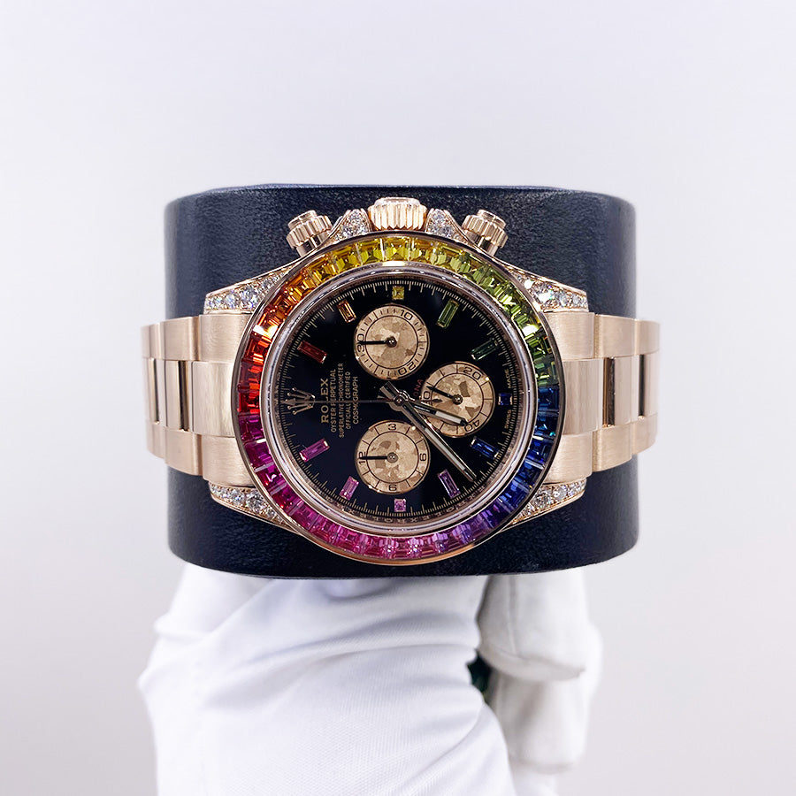 Black dial - Gold strap - Rainbow Di - 40MM