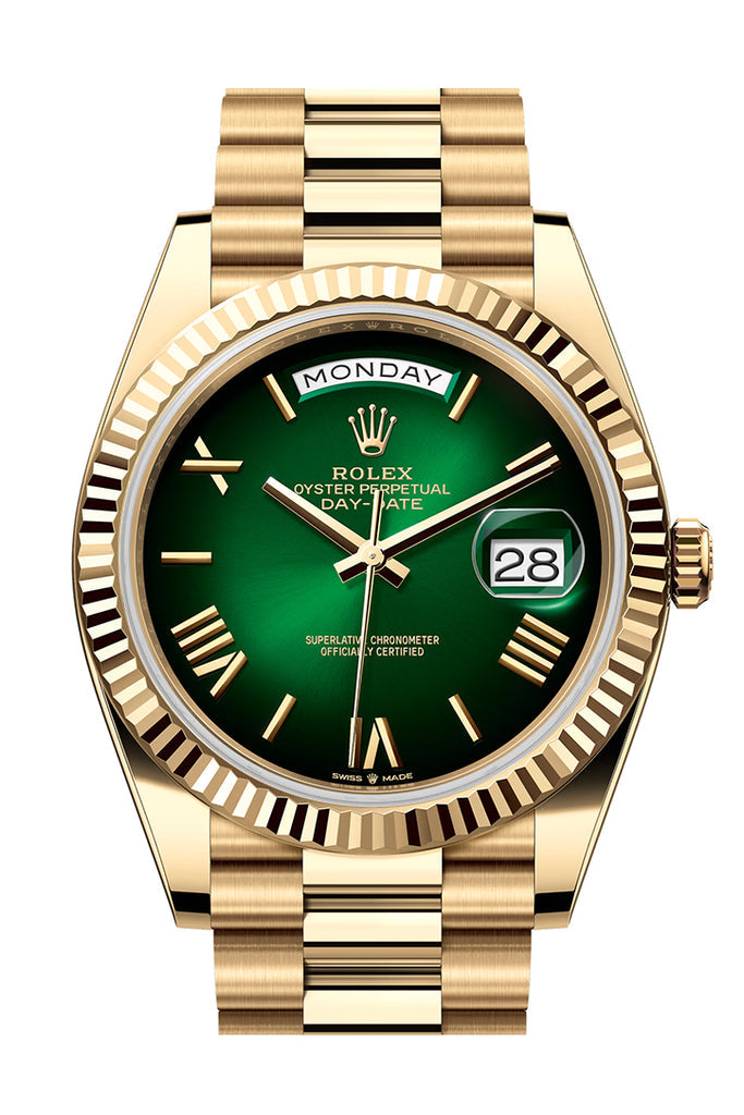 Gradient green dial - Gold strap - 36mm