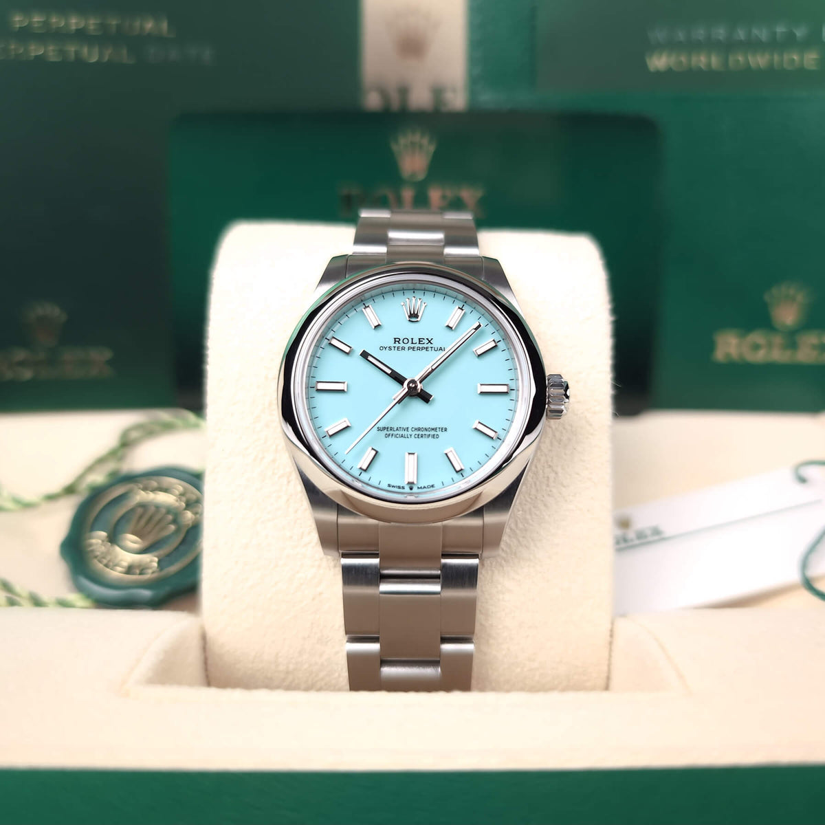 Turquoise Blue Dial Watch-Silver-31MM