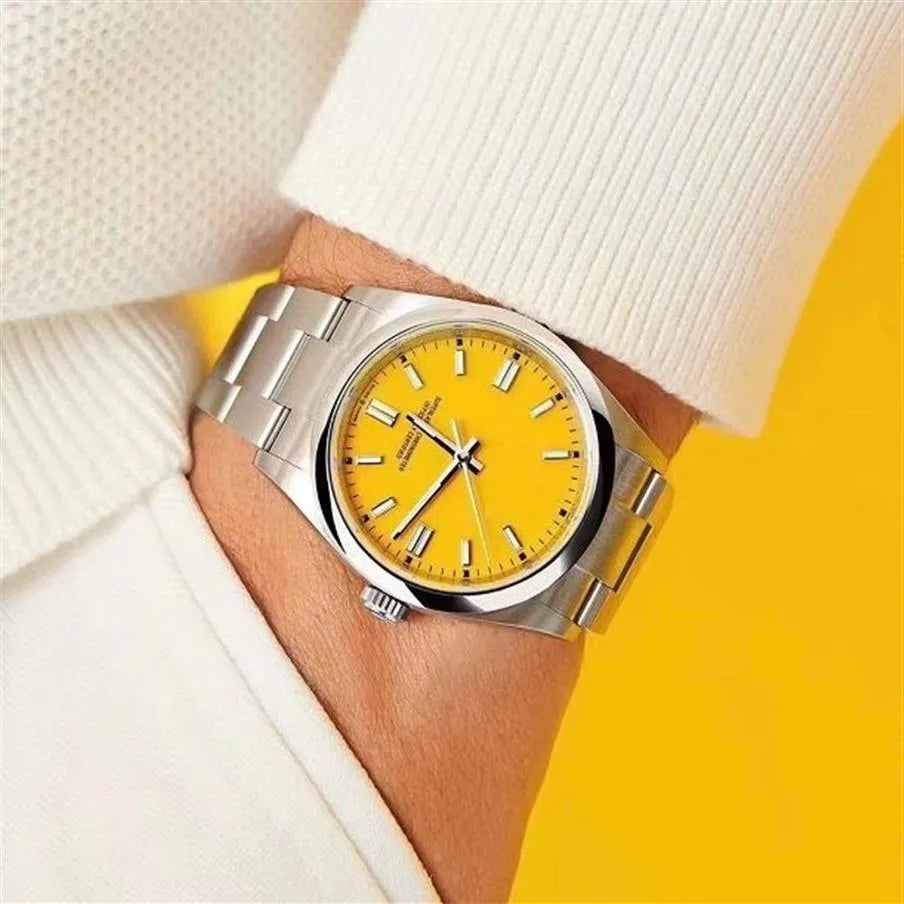 Yellow dial watch-silver-36MM