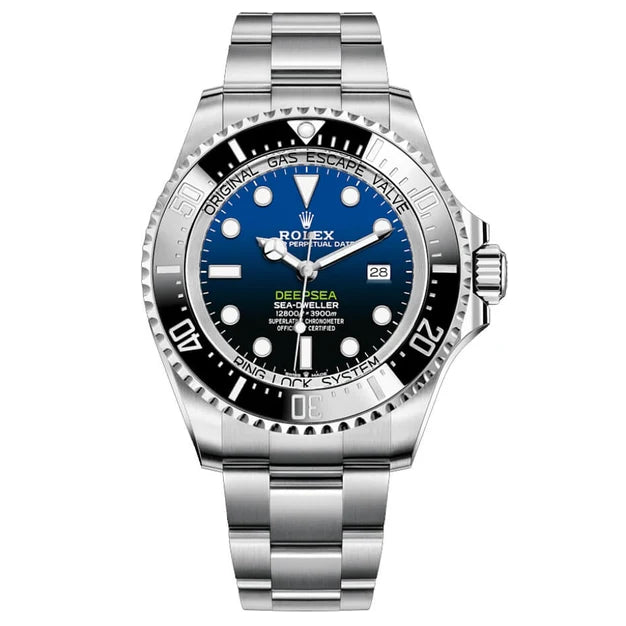 "D-BLUE" color dial watch-silver-44MM