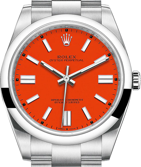 Coral Red Dial Watch-Silver-41MM