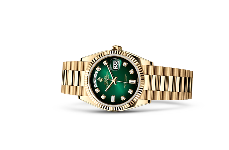 Gradient green dial - Gold strap - 36mm