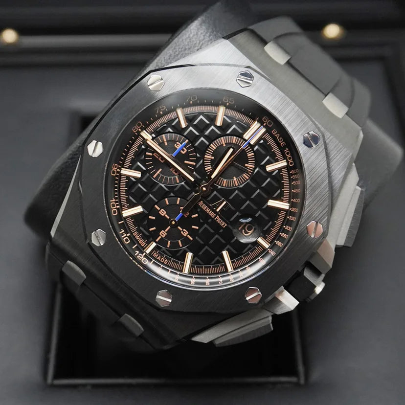 Black strap - Titanium black dial - Watch - 44mm
