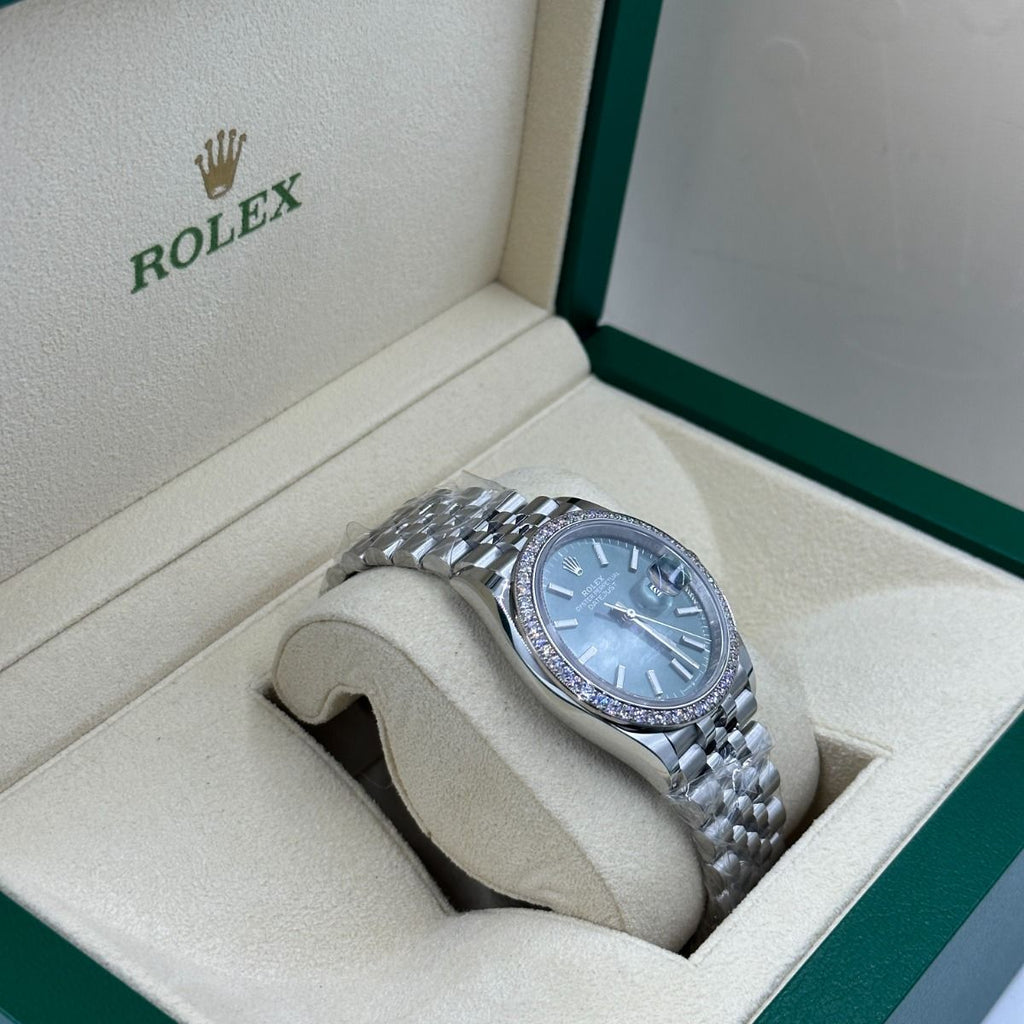 Mint Green Dial Watch - Silver-36MM