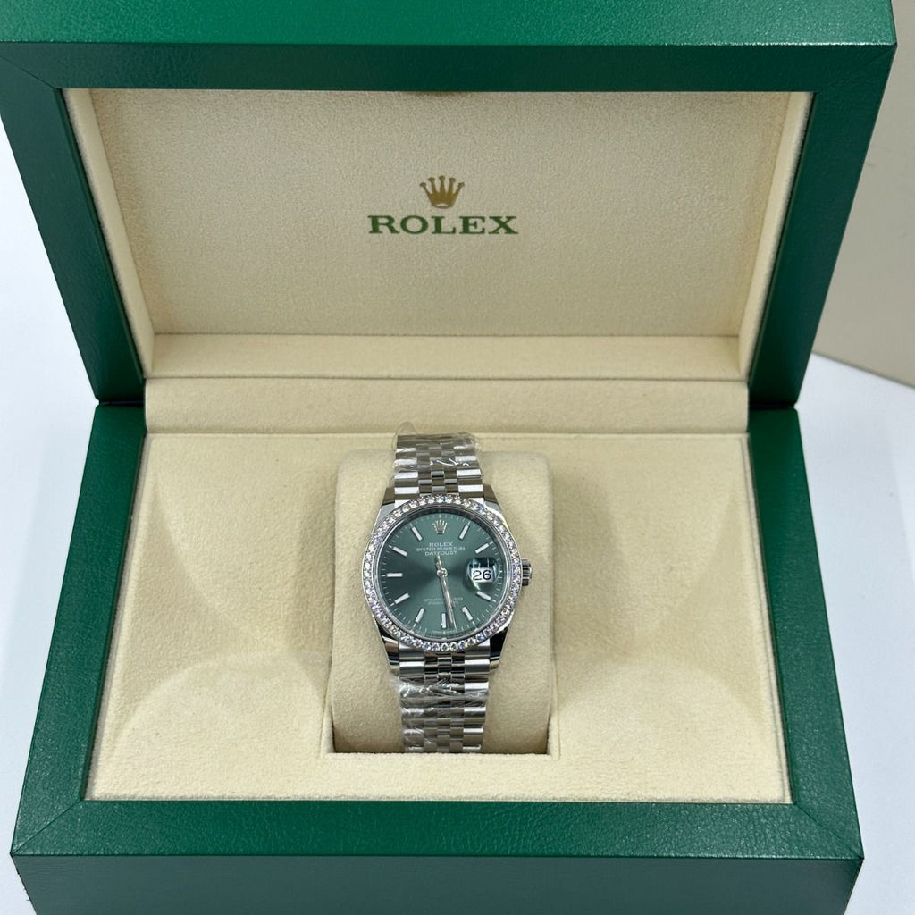 Mint Green Dial Watch - Silver-36MM
