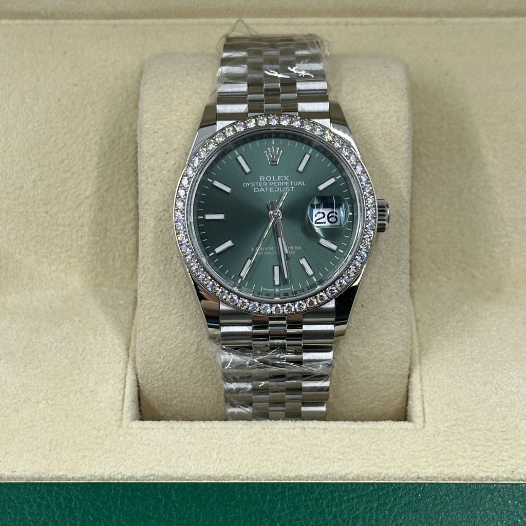 Mint Green Dial Watch - Silver-36MM