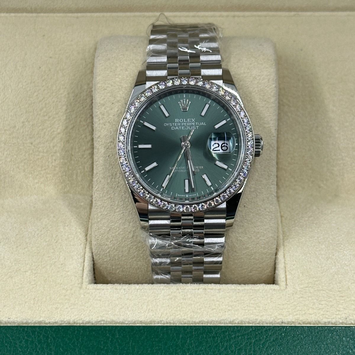 Mint Green Dial Watch - Silver-36MM