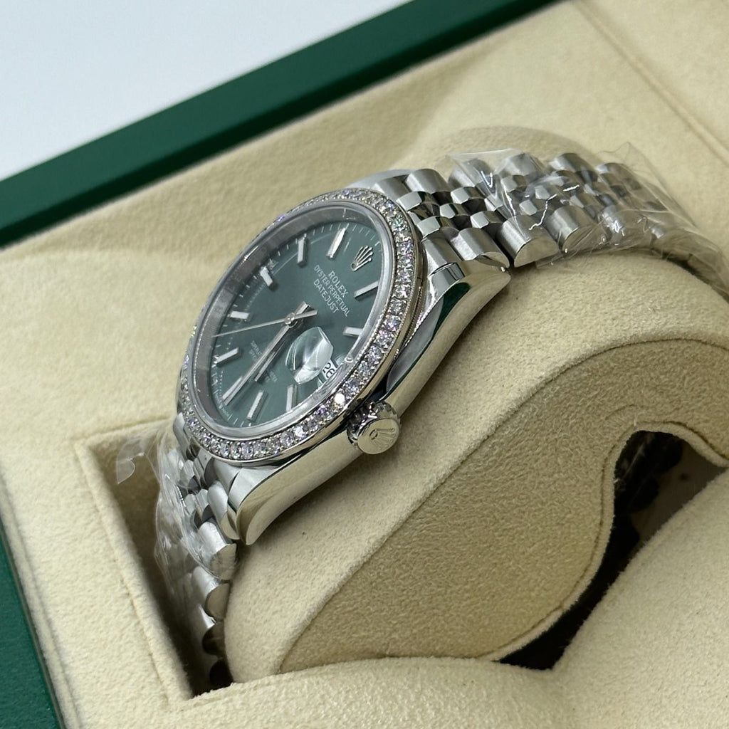 Mint Green Dial Watch - Silver-36MM