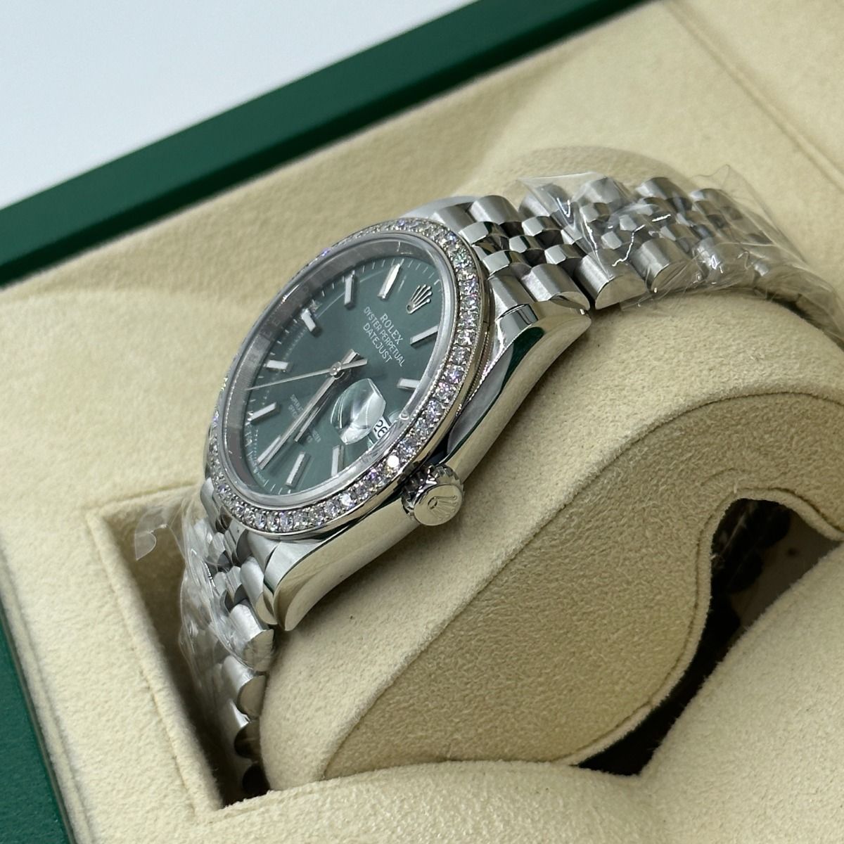 Mint Green Dial Watch - Silver-36MM