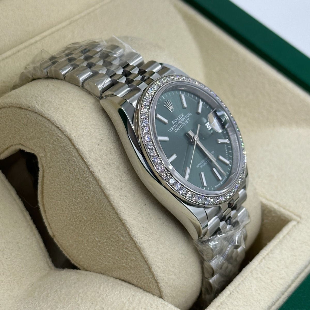 Mint Green Dial Watch - Silver-36MM