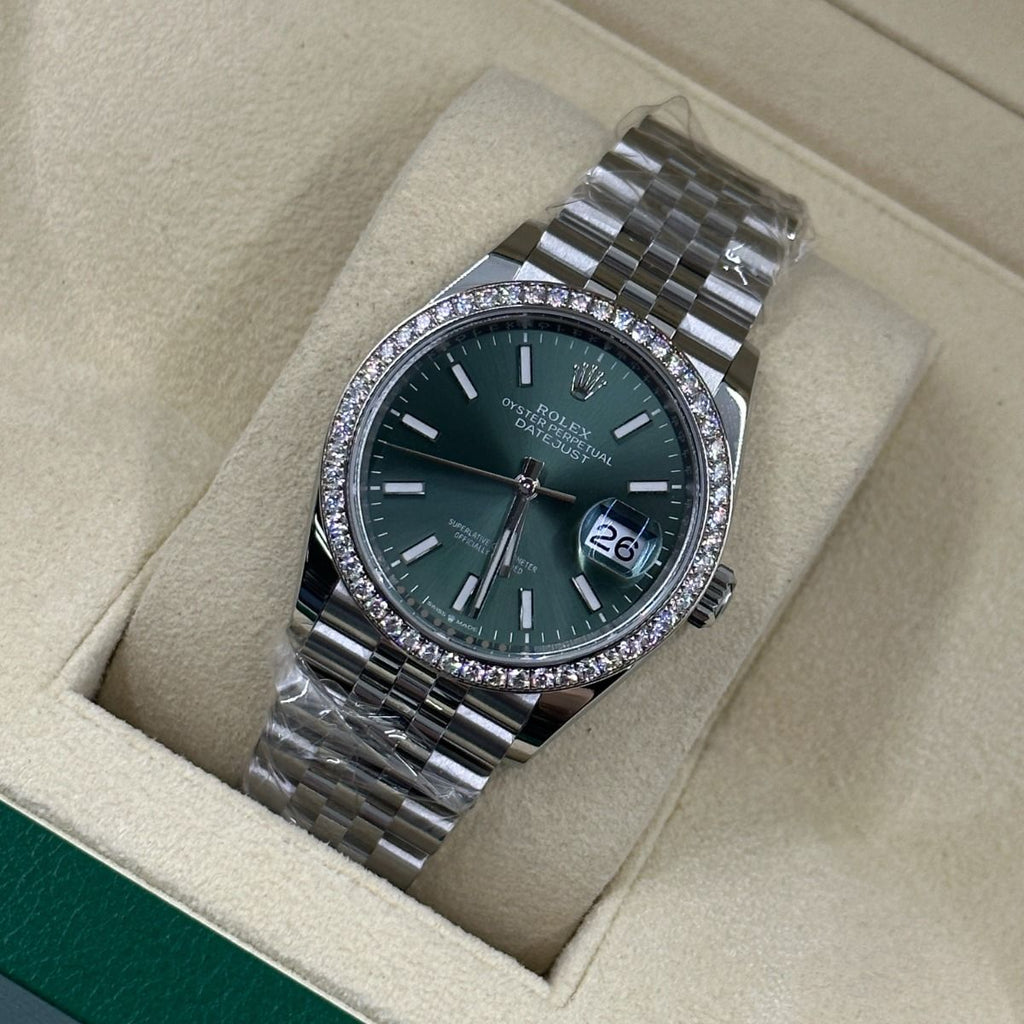 Mint Green Dial Watch - Silver-36MM