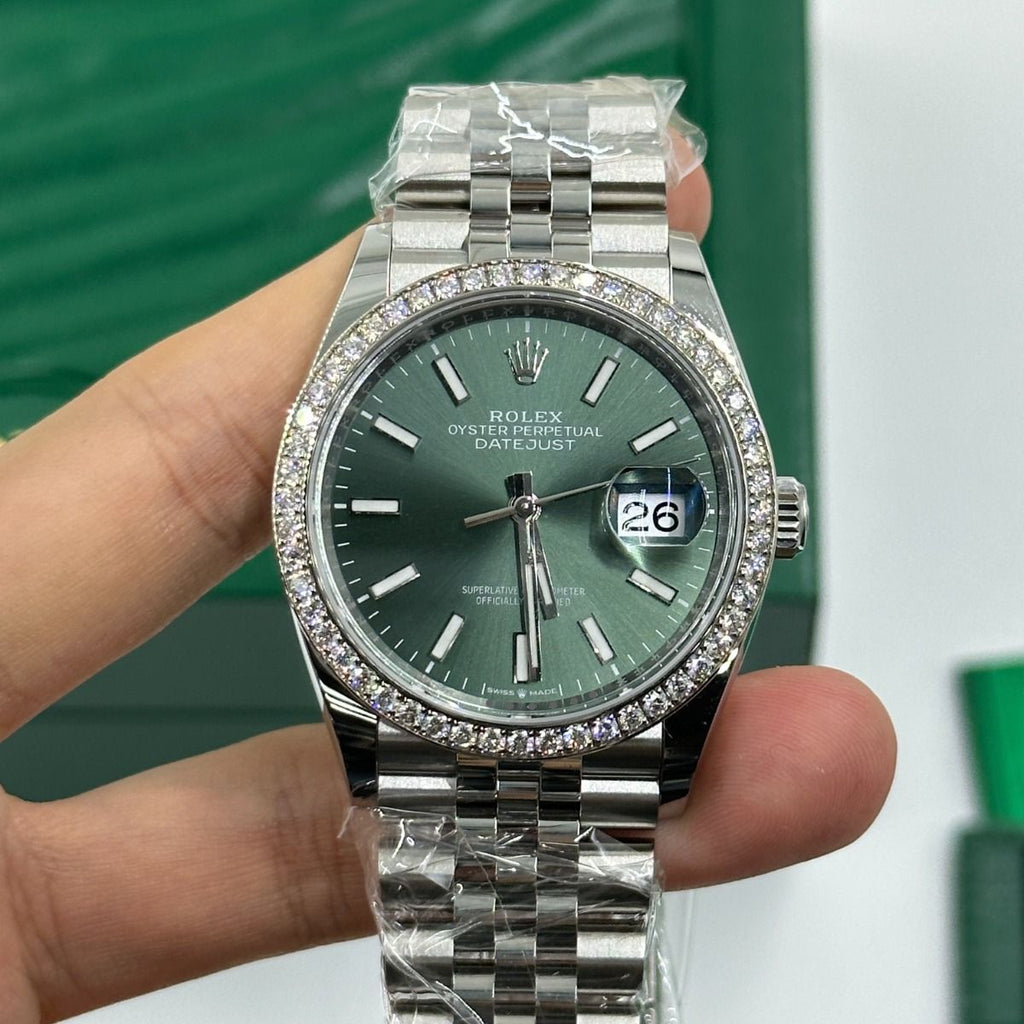Mint Green Dial Watch - Silver-36MM