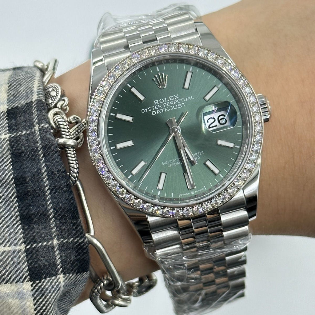 Mint Green Dial Watch - Silver-36MM