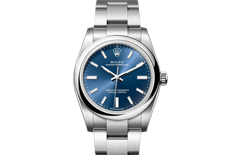 Bright blue dial watch-silver-34MM