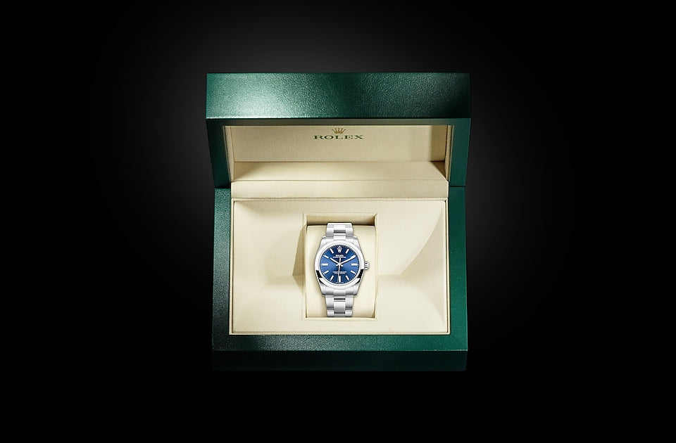 Bright blue dial watch-silver-34MM