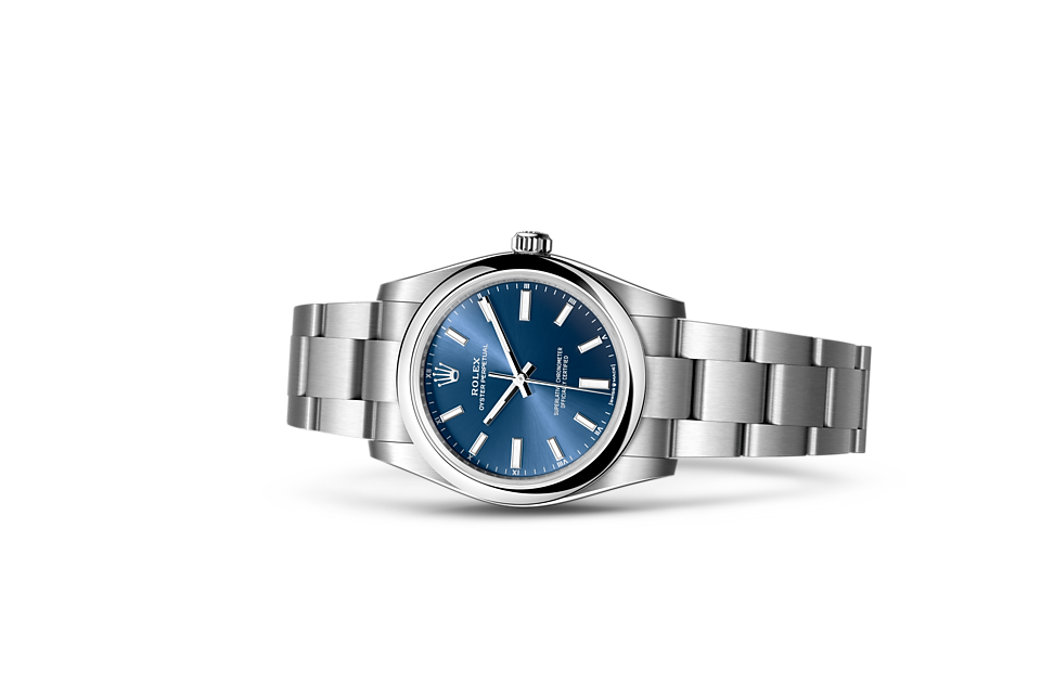 Bright blue dial watch-silver-34MM