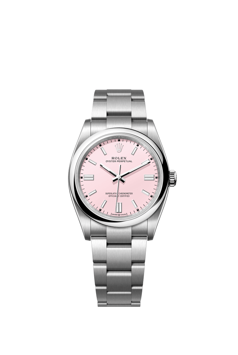 Candy Pink Dial Watch-Silver-36MM