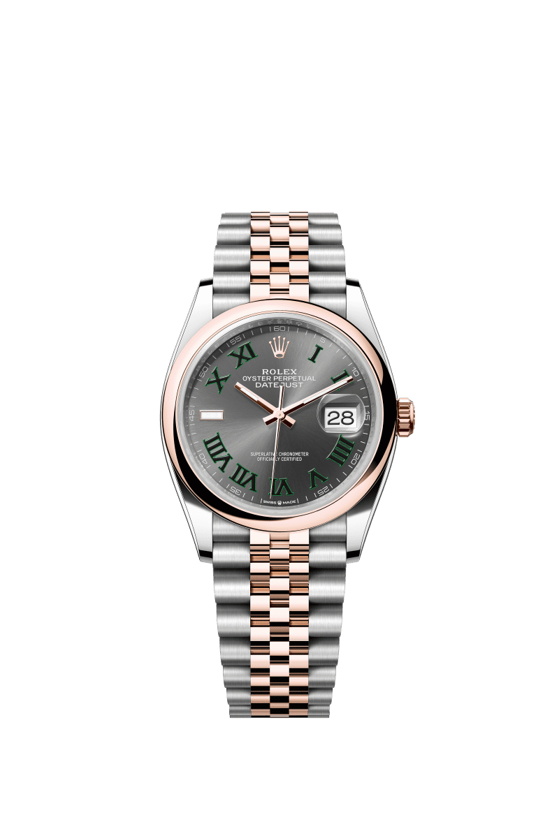 Slate grey dial watch - Gold bracelet - 36mm