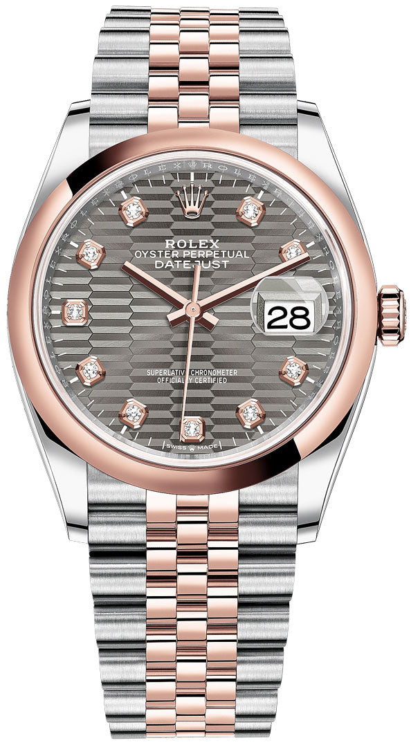 Slate grey dial watch - Gold bracelet - 36mm