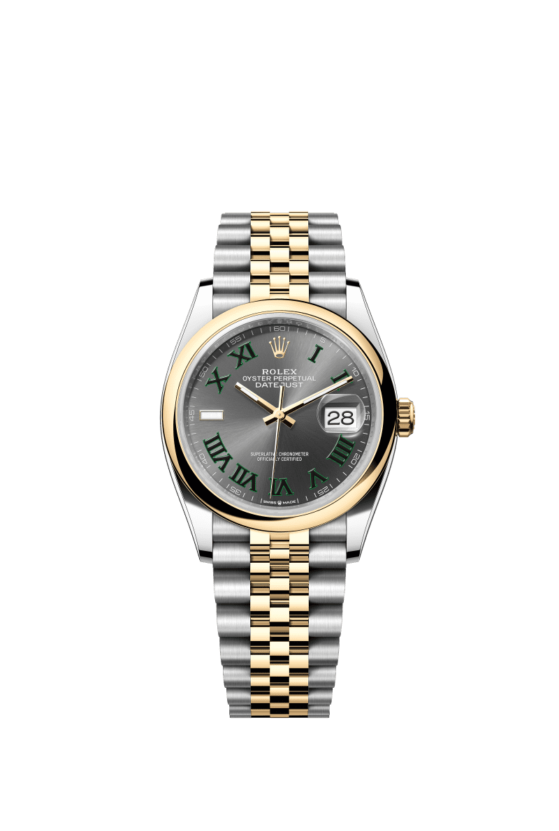 Slate grey dial watch - Gold bracelet - 36mm