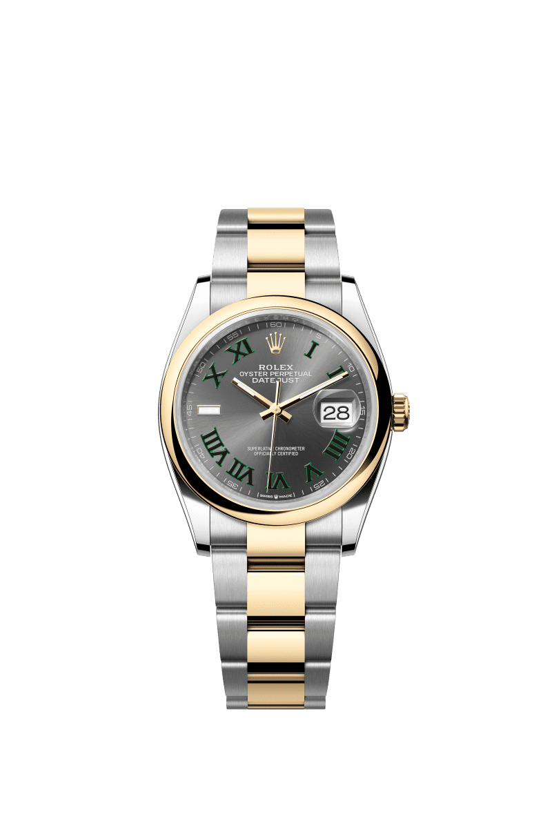 Slate grey dial watch - Gold bracelet - 36mm