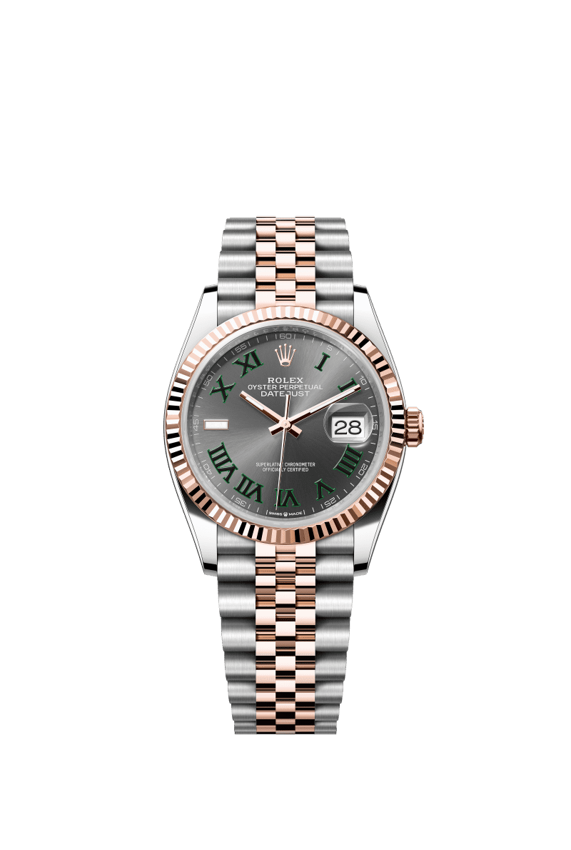 Slate grey dial watch - Gold bracelet - 36mm