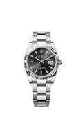 Black dial watch -Silver bracelet -36mm