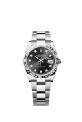 Black dial watch -Silver bracelet -36mm