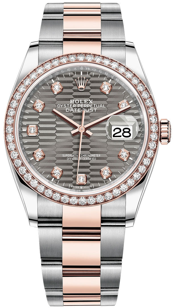 Slate grey dial watch - Gold bracelet - 36mm