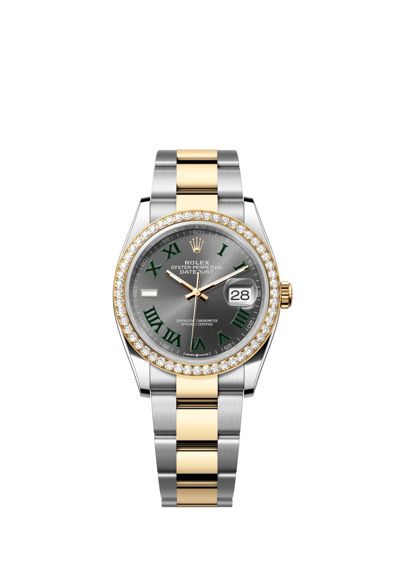 Slate grey dial watch - Gold bracelet - 36mm