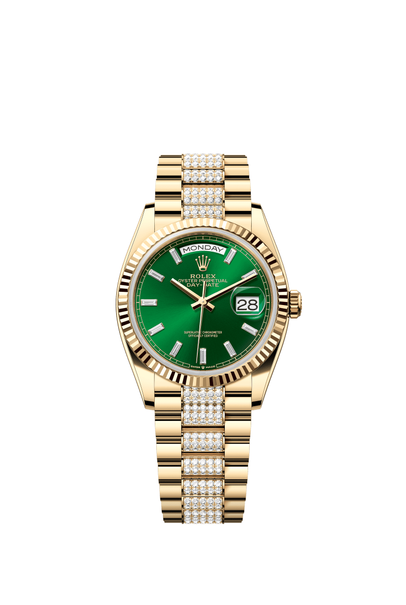 Bright green dial - Gold strap - 36mm