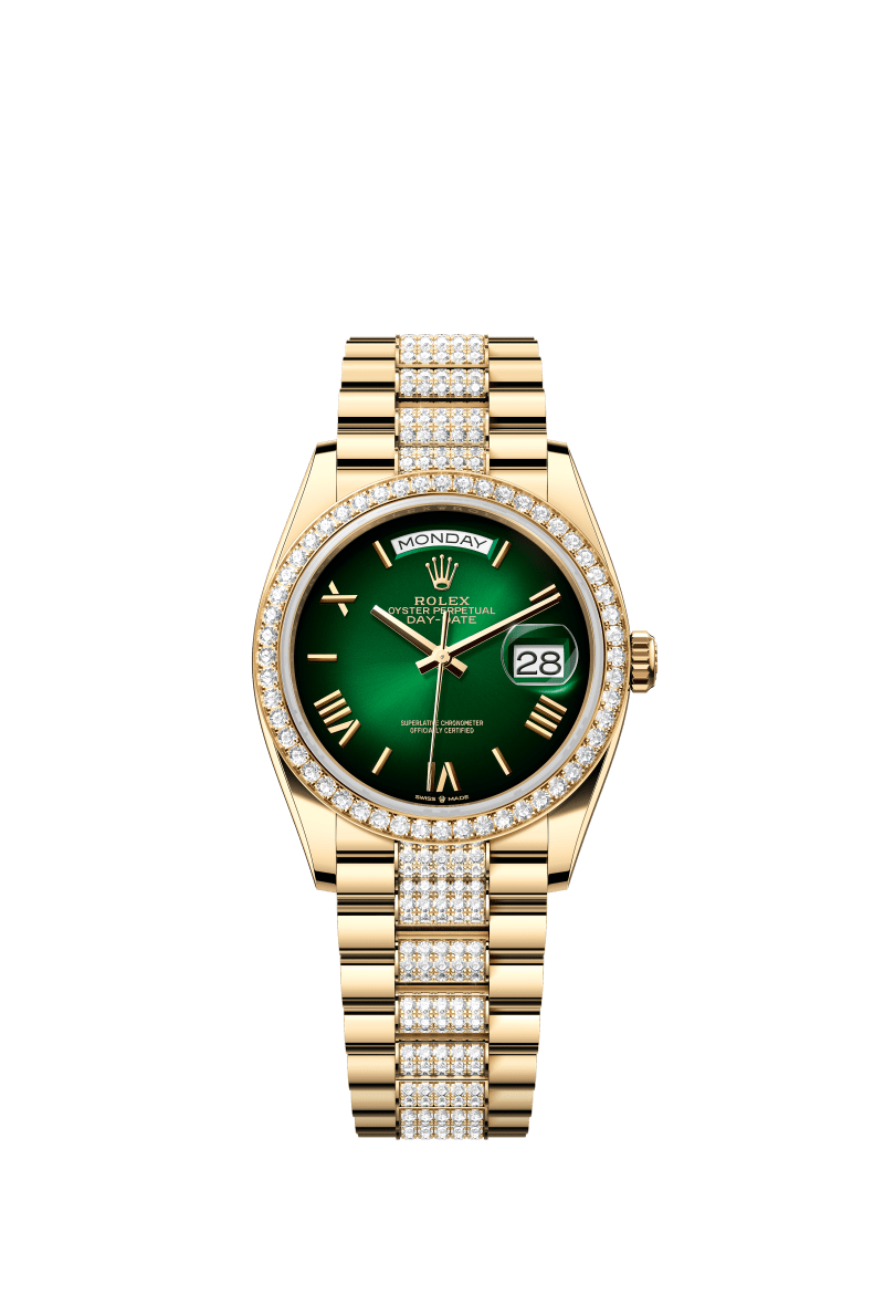 Gradient green dial - Gold strap - 36mm