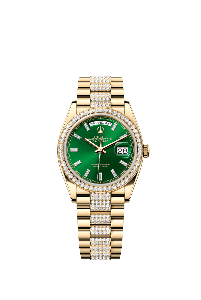 Bright green dial - Gold strap - 36mm