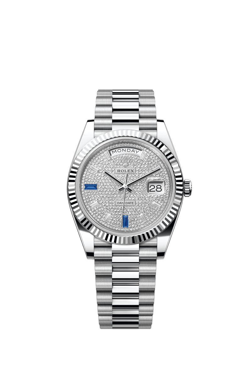 Full diamond dial - Silver strap - 40mm