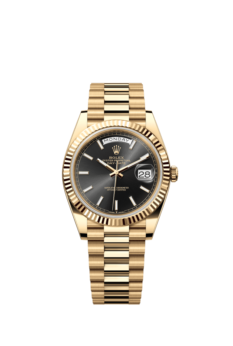 Shiny black dial - Gold strap - 40mm