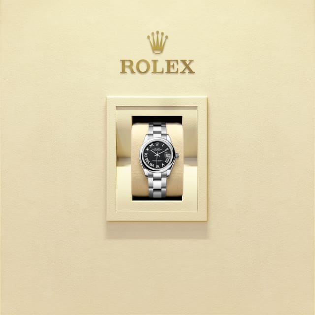 Black dial watch -Silver bracelet -31mm
