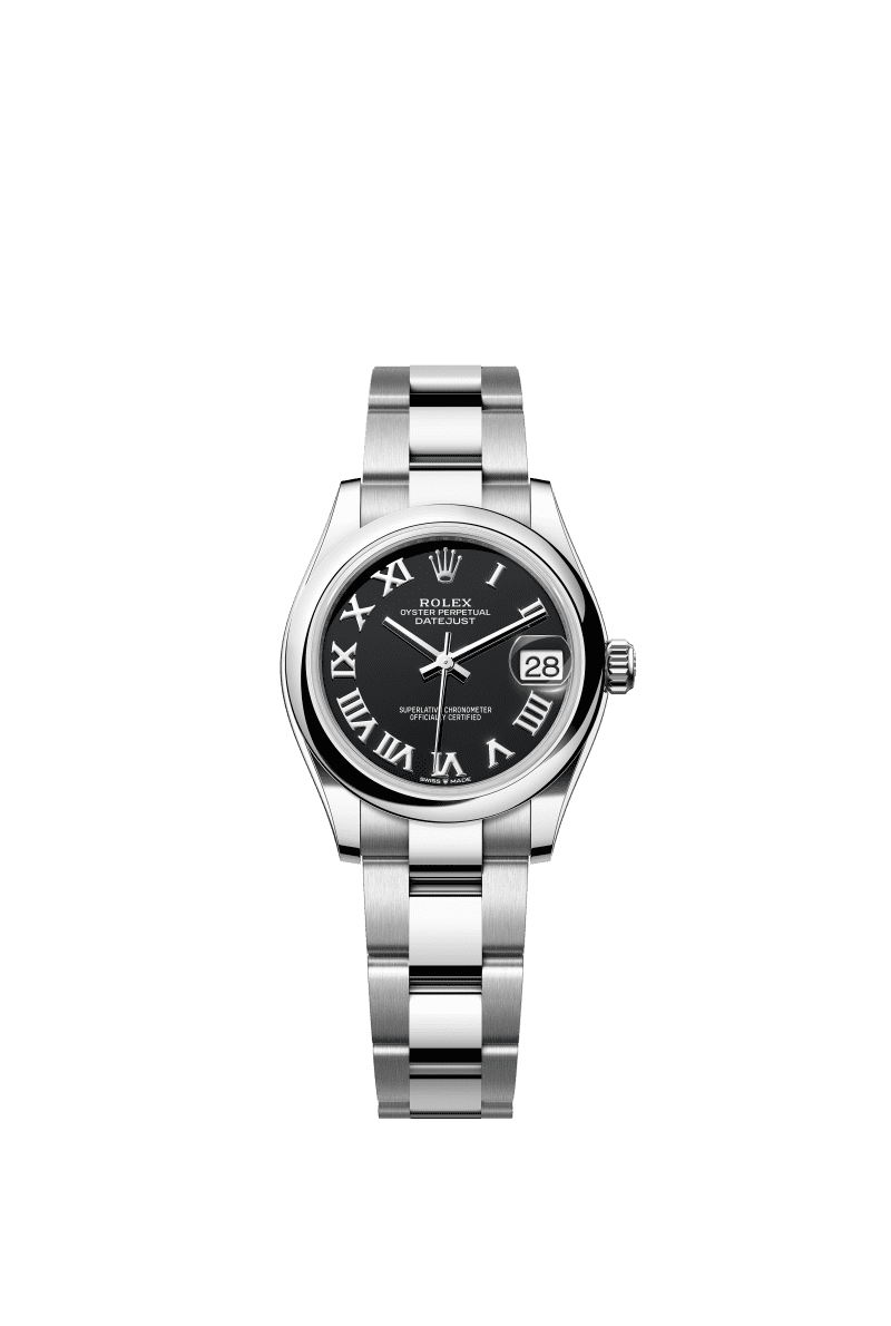 Black dial watch -Silver bracelet -31mm